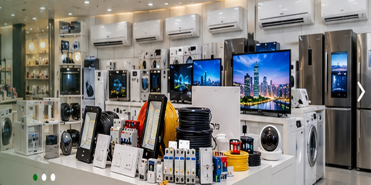 Modern showroom of appliances and electronics